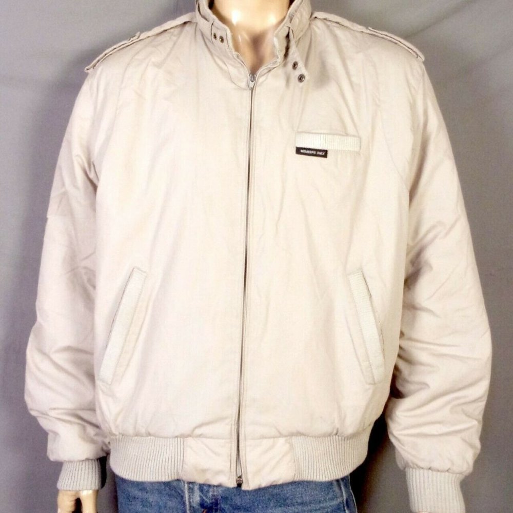 Members Only Tan Lightweight Jacket Windbreaker - Mens Size Medium